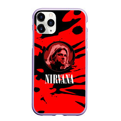 Чехол iPhone 11 Pro матовый Nirvana красные краски рок бенд, цвет: 3D-светло-сиреневый