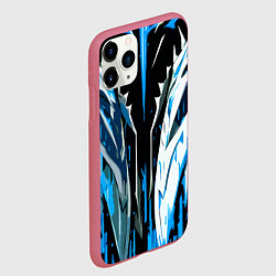 Чехол iPhone 11 Pro матовый Металл и синие линии, цвет: 3D-малиновый — фото 2