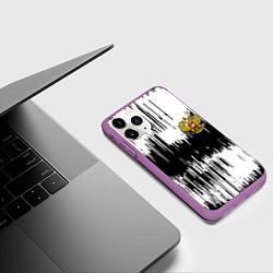 Чехол iPhone 11 Pro матовый Россия герб штриховка, цвет: 3D-фиолетовый — фото 2