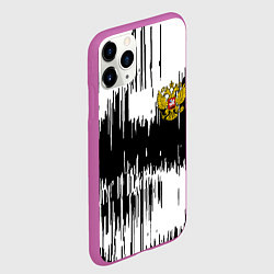Чехол iPhone 11 Pro матовый Россия герб штриховка, цвет: 3D-фиолетовый — фото 2