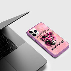 Чехол iPhone 11 Pro матовый Её величество Анастасия - львица, цвет: 3D-фиолетовый — фото 2