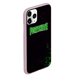 Чехол iPhone 11 Pro матовый Fortnite зеленый краски лого, цвет: 3D-розовый — фото 2