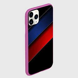 Чехол iPhone 11 Pro матовый Синие и красные полосы, цвет: 3D-фиолетовый — фото 2
