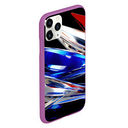 Чехол iPhone 11 Pro матовый Белая синяя красная острая абстракция, цвет: 3D-фиолетовый — фото 2