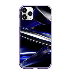 Чехол iPhone 11 Pro матовый Синие и серебреные абстрактные полосы, цвет: 3D-светло-сиреневый