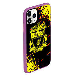 Чехол iPhone 11 Pro матовый Liverpool жёлтые краски текстура, цвет: 3D-фиолетовый — фото 2