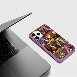 Чехол iPhone 11 Pro матовый Коллаж капибара король в короне, цвет: 3D-фиолетовый — фото 2
