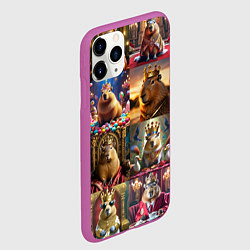 Чехол iPhone 11 Pro матовый Коллаж капибара король в короне, цвет: 3D-фиолетовый — фото 2