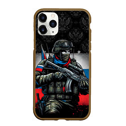 Чехол iPhone 11 Pro матовый Русский солдат, цвет: 3D-коричневый
