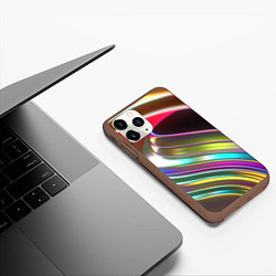 Чехол iPhone 11 Pro матовый Неоновый крученный металл разноцветный, цвет: 3D-коричневый — фото 2