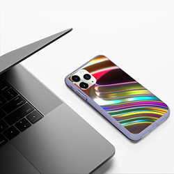 Чехол iPhone 11 Pro матовый Неоновый крученный металл разноцветный, цвет: 3D-светло-сиреневый — фото 2