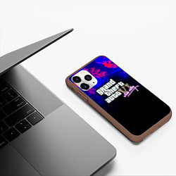 Чехол iPhone 11 Pro матовый GTA vice city tropic game, цвет: 3D-коричневый — фото 2