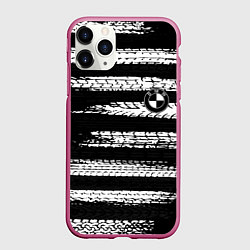 Чехол iPhone 11 Pro матовый BMW спорт краски шины, цвет: 3D-малиновый