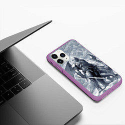 Чехол iPhone 11 Pro матовый The Witcher and dragon - hand drawn style, цвет: 3D-фиолетовый — фото 2