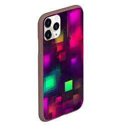 Чехол iPhone 11 Pro матовый Разноцветные квадраты и точки, цвет: 3D-коричневый — фото 2