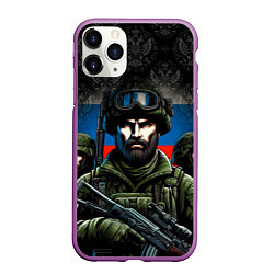 Чехол iPhone 11 Pro матовый Русский солдат, цвет: 3D-фиолетовый