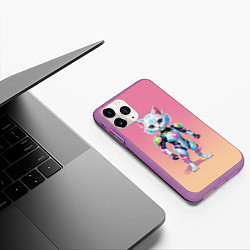 Чехол iPhone 11 Pro матовый Funny kitten - cyberpunk, цвет: 3D-фиолетовый — фото 2