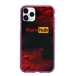 Чехол iPhone 11 Pro матовый Porn hub fire, цвет: 3D-фиолетовый