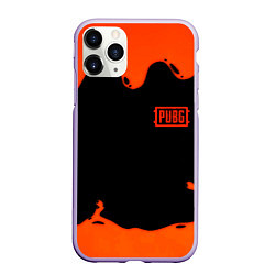 Чехол iPhone 11 Pro матовый PUBG orange splash, цвет: 3D-светло-сиреневый