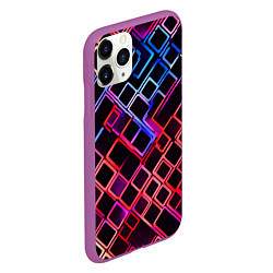 Чехол iPhone 11 Pro матовый Красно-синие квадраты на чёрном фоне, цвет: 3D-фиолетовый — фото 2