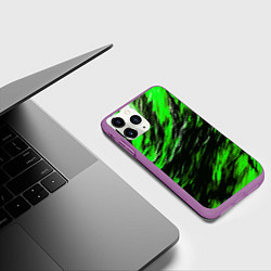 Чехол iPhone 11 Pro матовый Чёрная и зелёная буря, цвет: 3D-фиолетовый — фото 2