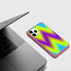 Чехол iPhone 11 Pro матовый Неоновый зигзаг, цвет: 3D-малиновый — фото 2