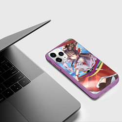 Чехол iPhone 11 Pro матовый Touhou Project Рейму улыбка, цвет: 3D-фиолетовый — фото 2