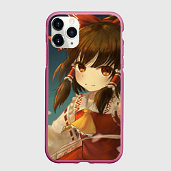 Чехол iPhone 11 Pro матовый Touhou Project Рейму fight, цвет: 3D-малиновый