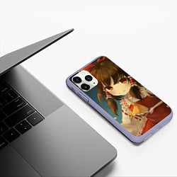 Чехол iPhone 11 Pro матовый Touhou Project Рейму fight, цвет: 3D-светло-сиреневый — фото 2