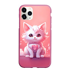 Чехол iPhone 11 Pro матовый Влюбленная белая кошечка