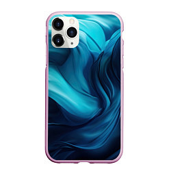 Чехол iPhone 11 Pro матовый Синяя абстракция в виде волн, цвет: 3D-розовый