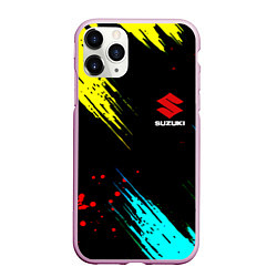 Чехол iPhone 11 Pro матовый Suzuki краски абстрактные, цвет: 3D-розовый