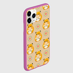Чехол iPhone 11 Pro матовый Хомяк и цветок, цвет: 3D-фиолетовый — фото 2