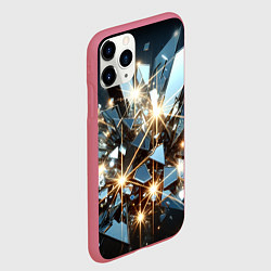 Чехол iPhone 11 Pro матовый Текстура с осколками, цвет: 3D-малиновый — фото 2