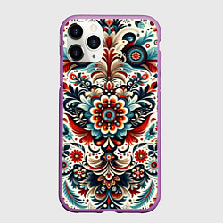 Чехол iPhone 11 Pro матовый Словенский паттерн, цвет: 3D-фиолетовый