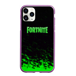 Чехол iPhone 11 Pro матовый Fortnite краски зелёные, цвет: 3D-фиолетовый