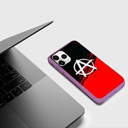 Чехол iPhone 11 Pro матовый Анархия краски текстура символы, цвет: 3D-фиолетовый — фото 2