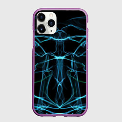 Чехол iPhone 11 Pro матовый Мягкие абстрактные симметричные линии, цвет: 3D-фиолетовый