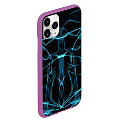 Чехол iPhone 11 Pro матовый Мягкие абстрактные симметричные линии, цвет: 3D-фиолетовый — фото 2