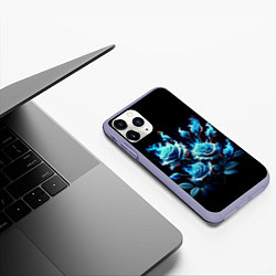 Чехол iPhone 11 Pro матовый Розы в голубом огне, цвет: 3D-светло-сиреневый — фото 2