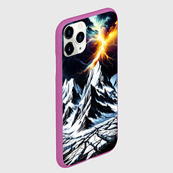 Чехол iPhone 11 Pro матовый Молнии и горы, цвет: 3D-фиолетовый — фото 2