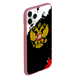 Чехол iPhone 11 Pro матовый Россия герб текстура краски, цвет: 3D-малиновый — фото 2