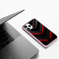 Чехол iPhone 11 Pro матовый Красное свечение на черном, цвет: 3D-розовый — фото 2