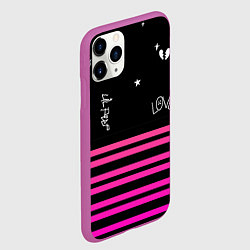 Чехол iPhone 11 Pro матовый Lil Peep розовые полосы, цвет: 3D-фиолетовый — фото 2