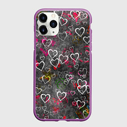 Чехол iPhone 11 Pro матовый Серое сердце, цвет: 3D-фиолетовый