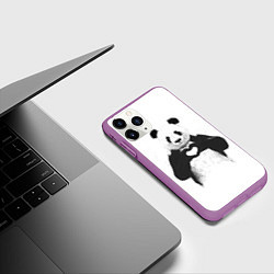 Чехол iPhone 11 Pro матовый Panda love, цвет: 3D-фиолетовый — фото 2