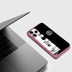 Чехол iPhone 11 Pro матовый Silent hill краски текстура гейм, цвет: 3D-малиновый — фото 2
