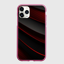Чехол iPhone 11 Pro матовый Красная абстракция с черными линиями, цвет: 3D-малиновый