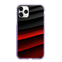Чехол iPhone 11 Pro матовый Черно-красный объемный градиент, цвет: 3D-светло-сиреневый