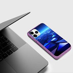 Чехол iPhone 11 Pro матовый Синие объемные блестящие плиты, цвет: 3D-фиолетовый — фото 2
